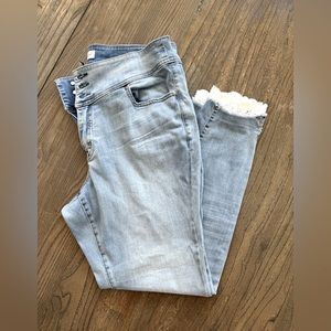 Lane Bryant skinny jeans, size 16 with lace bottoms.